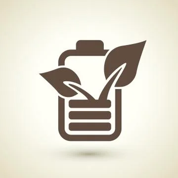 Ecology flat icon with battery and leaf elements 스톡 일러스트