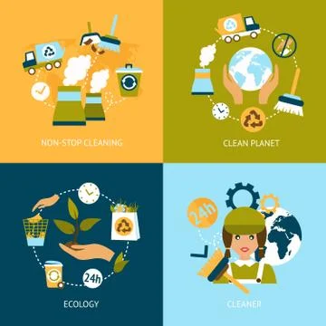 Ecology flat icons set Illustration