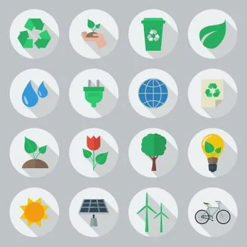 Ecology Flat Icons Set Stock Illustration