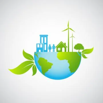 Ecology friendly concept. save world Illustrazione stock
