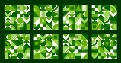 Ecology geometric pattern, environment green tiles Stock Illustration