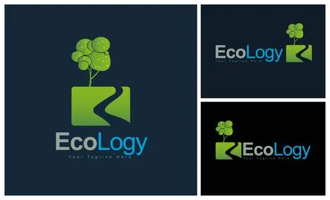Ecology green tree nature simple logo template design Stock Illustration