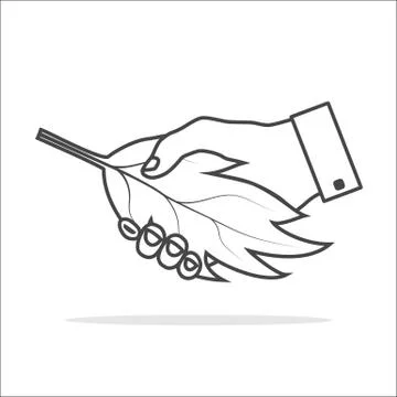 Ecology handshake icon thin gray outline Stock Illustration