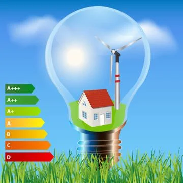 Ecology house with energetic classes Stock Illustration