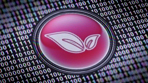 Ecology icon. Binary code ( array of bits ) in the screen. Looping footage Stock Footage 110719780