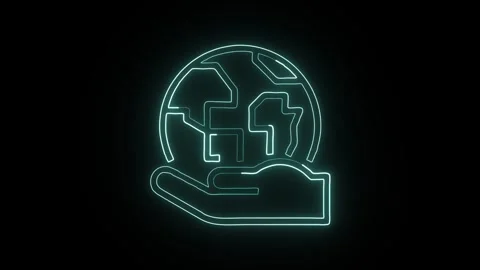 Ecology Icon Isolated on Black Background, Nature Balance Neon Line Animati.. Vidéo 324634549