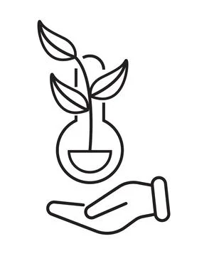 Ecology icon vector. Environment icons in simple design. Hand protect plant Illustrazione stock