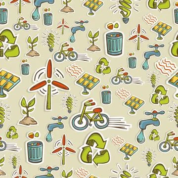 Ecology icons pattern Stock Illustration