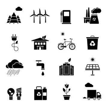 Ecology Icons Set Illustrazione stock