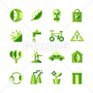 Ecology Icons Set Stock Illustration