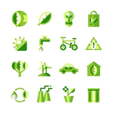 Ecology Icons Set 库存插图