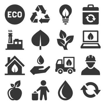 Ecology Icons Set Stock Illustration