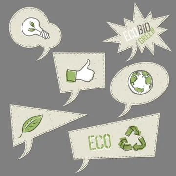 Ecology icons in speech bubbles. vector elements collection, eps10. Illustrazione stock