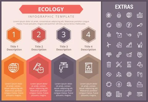 Ecology infographic template, elements and icons. Illustrazione stock