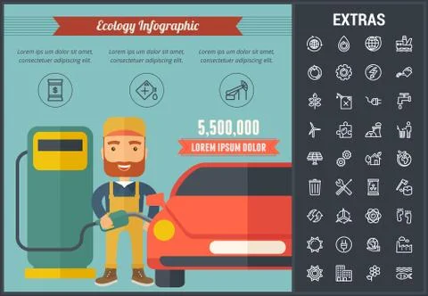 Ecology infographic template, elements and icons. Stock Illustration