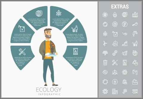 Ecology infographic template, elements and icons. Illustrazione stock
