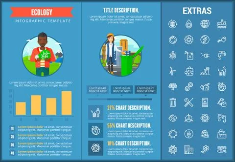 Ecology infographic template, elements and icons. Illustrazione stock