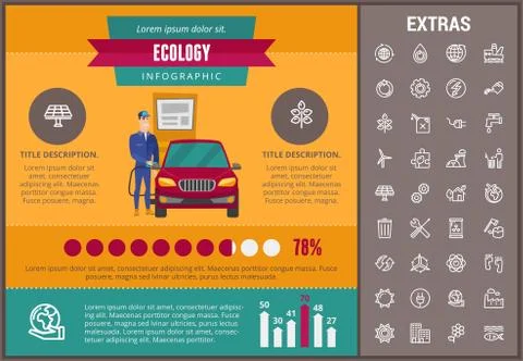 Ecology infographic template, elements and icons. Illustrazione stock