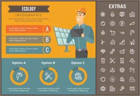 Ecology infographic template, elements and icons. Stock Illustration