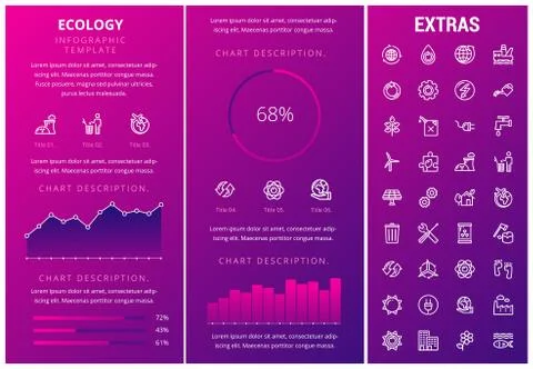 Ecology infographic template, elements and icons. Illustrazione stock