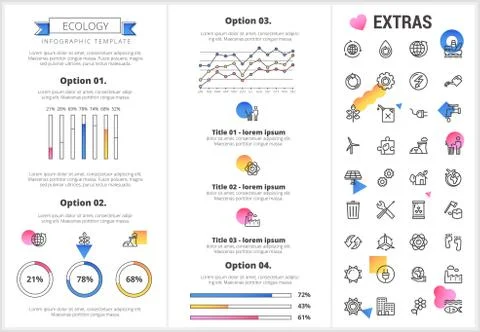 Ecology infographic template, elements and icons. Illustrazione stock