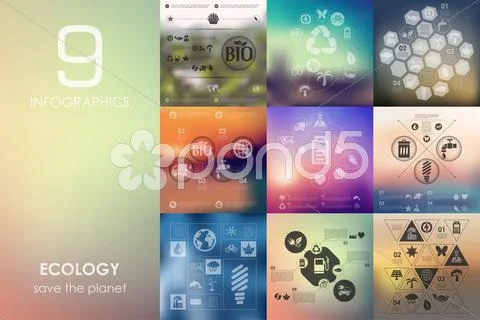 Ecology infographic with unfocused background Stock Illustration