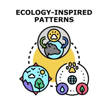 Ecology inspired patterns illustrating environmental sustainability concepts Stock Illustration