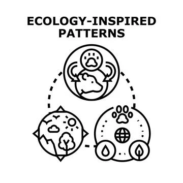 Ecology inspired patterns illustrating environmental sustainability concepts Stock Illustration