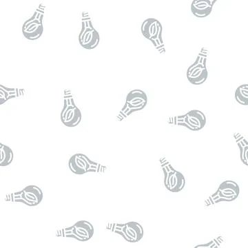 Ecology light bulb glyph vector seamless pattern Stock Illustration