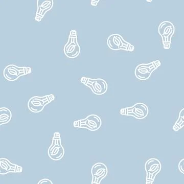 Ecology light bulb line vector seamless pattern 库存插图