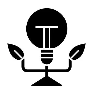 Ecology light bulb solid icon. Eco lamp vector illustration isolated on white 스톡 일러스트