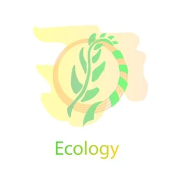 Ecology logo design concept vector. Stylized wheat and ribbon. In light pastel Stock Illustration