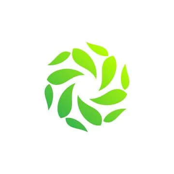 Ecology logo round leaf twisted green vector design Stock Illustration
