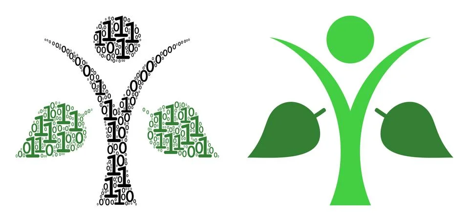 Ecology Man Mosaic of Binary Digits 스톡 일러스트