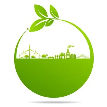 Ecology, organic with leaf Stock Illustration