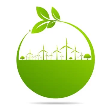 Ecology, organic with leaf Stock Illustration