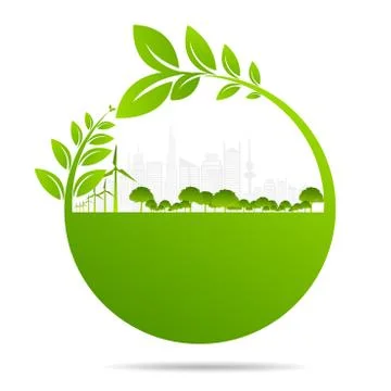 Ecology, organic with leaf Stock Illustration