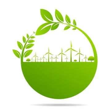 Ecology, organic with leaf Stock Illustration