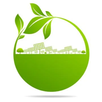 Ecology, organic with leaf Stock Illustration
