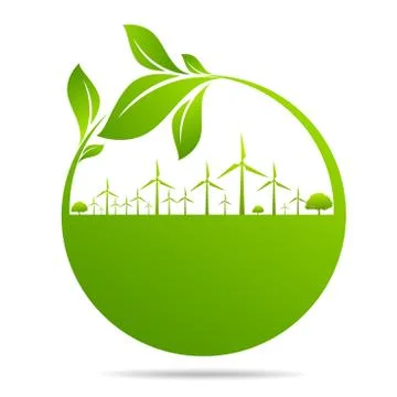 Ecology, organic with leaf Stock Illustration