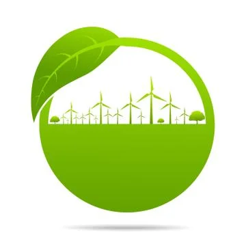 Ecology, organic with leaf Stock Illustration