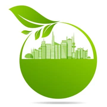 Ecology, organic with leaf Stock Illustration