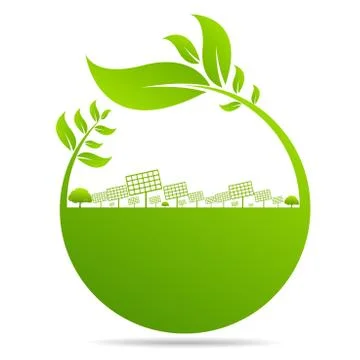 Ecology, organic with leaf Stock Illustration