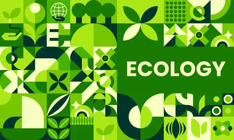 Ecology poster with geometric Bauhaus pattern イラスト素材