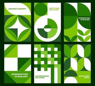 Ecology posters with environment Bauhaus patterns Stock Illustration