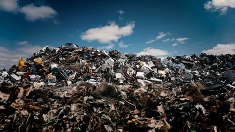 Ecology problem background of rubbish and garbage waste in a landfill of debris Stock Footage 125221165