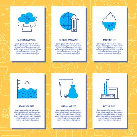 Ecology problems flyer set in line style Stock Illustration