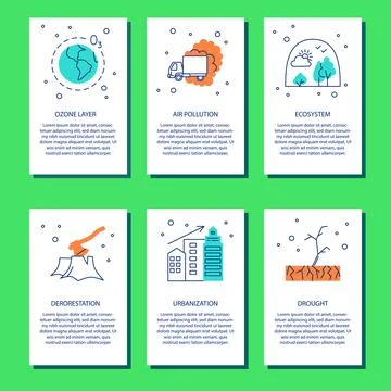Ecology problems flyer set with place for text Stock Illustration