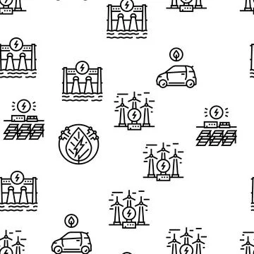 Ecology Protective Technology Vector Seamless Pattern Stock Illustration