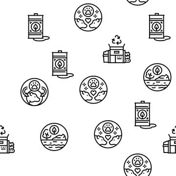 Ecology Protective Technology Vector Seamless Pattern Stock Illustration